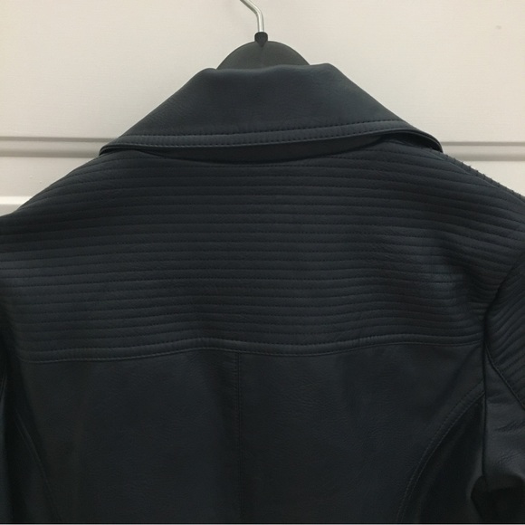 Tommy Hilfiger Leather Biker Jacket Navy Blue Size Medium - Picture 11 of 15